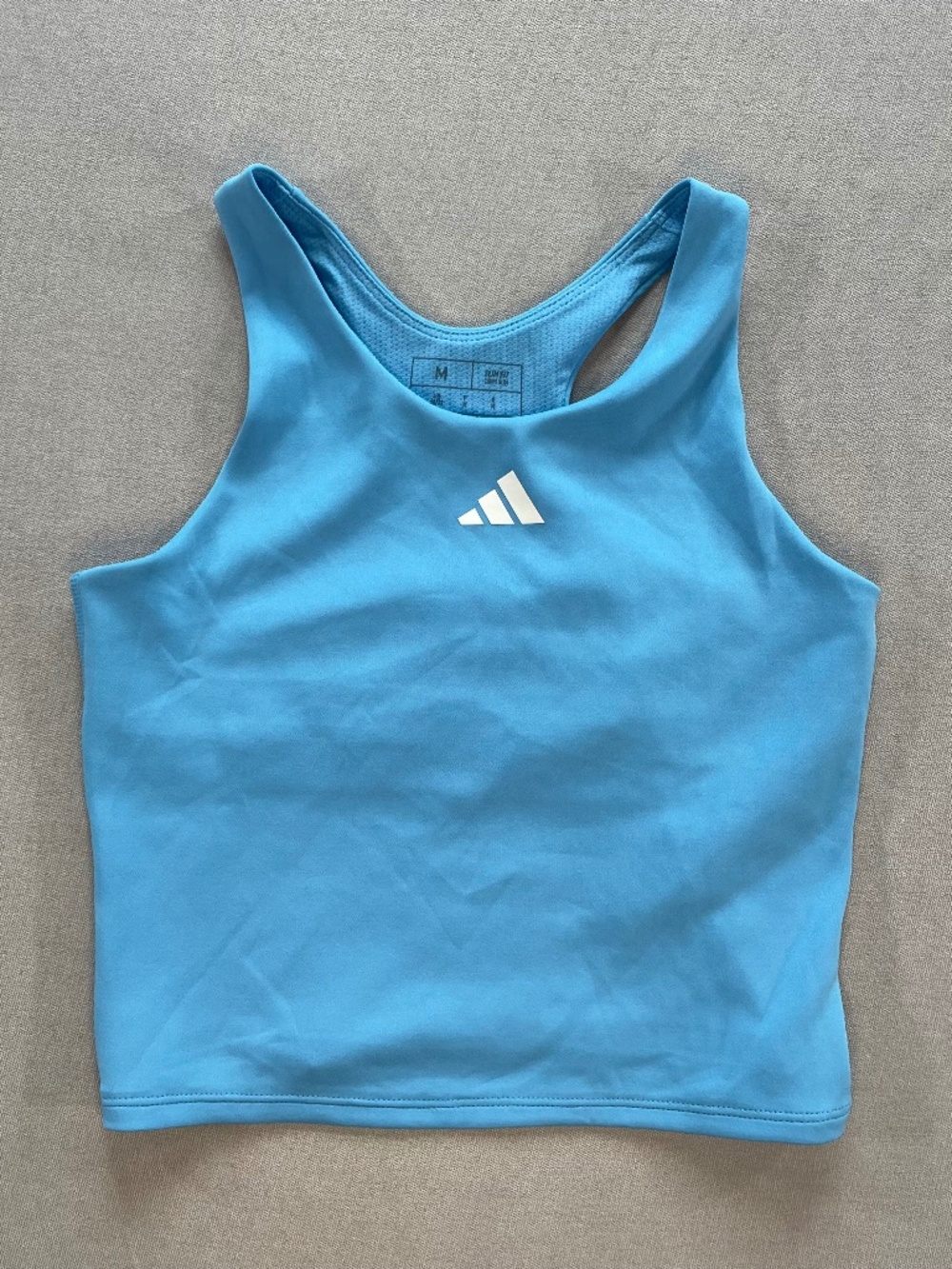 Adidas Girls Sports Bra Tank Top Medium 10/12 Slim Fit Racer Back Blue